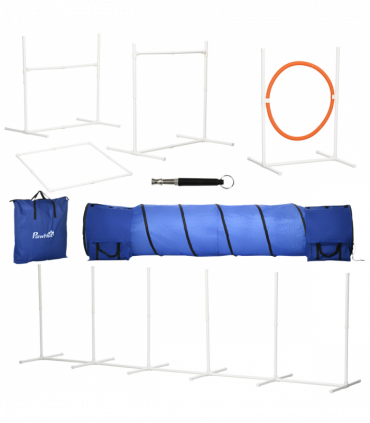 Six-Piece Dog Agility Equipment Set with Carry Bag - Multicoloured