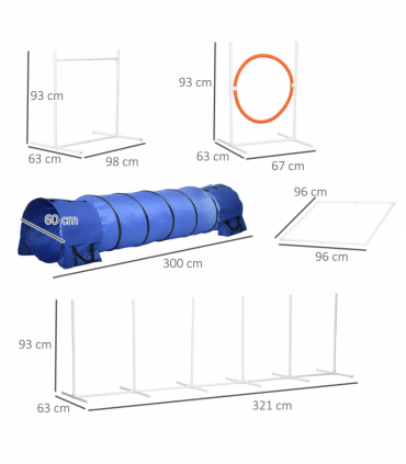 Six-Piece Dog Agility Equipment Set with Carry Bag - Multicoloured