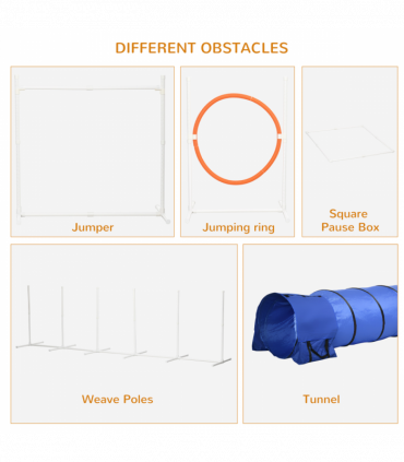 Six-Piece Dog Agility Equipment Set with Carry Bag - Multicoloured