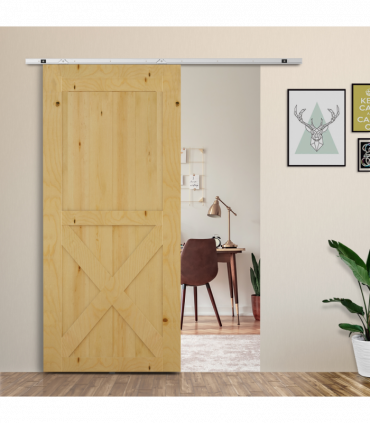 Sliding Barn Door Hardware Kit Track System Gear Set Divider HOMCOM