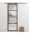 Sliding Door Aluminium and ESG Glass 76x205 cm Black