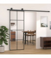 Sliding Door Black 76x205 cm ESG Glass and Aluminium