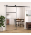Sliding Door Frosted ESG Glass and Aluminium 90x205 cm Black