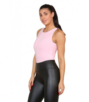 Slinky Racer Round Neck Double Layered Top Bodysuit