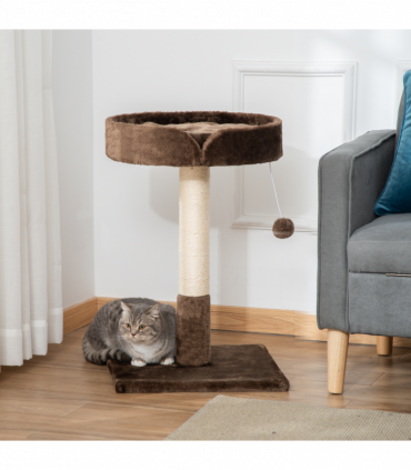 Small Cat Tree for Indoor Cats W/ Sisal Scratching Post Bed Cushion Toy Pawhut