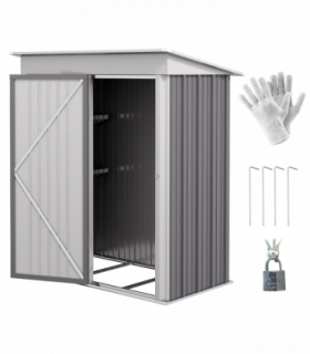 Small Garden Shed, Steel Lean-to Shed for Bike with Adjustable Shelf, Lock, 5x3