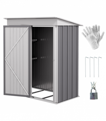 Small Garden Shed, Steel Lean-to Shed for Bike with Adjustable Shelf, Lock, 5x3