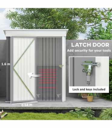 Small Garden Shed, Steel Lean-to Shed for Bike with Adjustable Shelf, Lock, 5x3