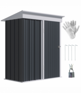 Small Garden Shed, Steel Lean-to Shed for Bike with Adjustable Shelf, Lock, 5x3