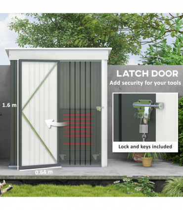 Small Garden Shed, Steel Lean-to Shed for Bike with Adjustable Shelf, Lock, 5x3