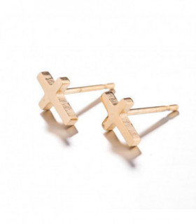 Small Gold Cross Stud Earrings