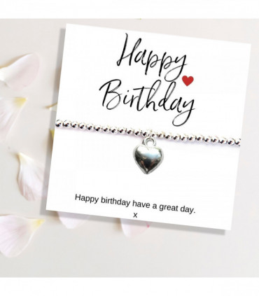 Small Happy Birthday Gift Hamper - Silver Heart Bracelet, Chocolates & Candle