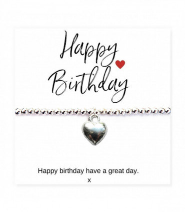 Small Happy Birthday Gift Hamper - Silver Heart Bracelet, Chocolates & Candle