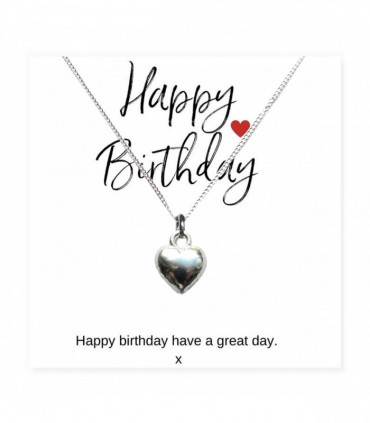 Small Happy Birthday Gift Hamper - Silver Heart Necklace, Chocolates & Candle