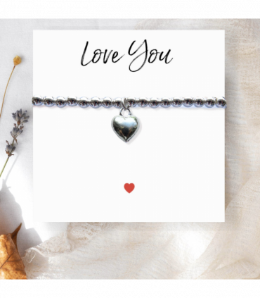 Small Love You Gift Hamper - Silver Heart Bracelet, Chocolates & Candle