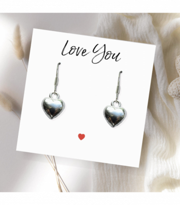 Small Love You Gift Hamper - Silver Heart Drop Earrings, Chocolates & Candle