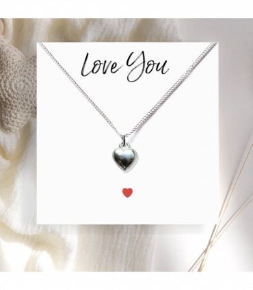 Small Love You Gift Hamper - Silver Heart Necklace, Chocolates & Candle