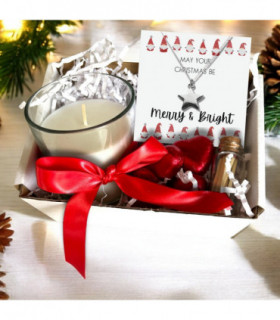 Small Merry & Bright Christmas Gift Hamper - Silver Star Necklace, Chocolates & Candle