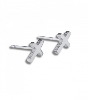 Small Silver Cross Stud Earrings