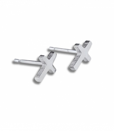 Small Silver Cross Stud Earrings