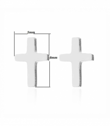 Small Silver Cross Stud Earrings
