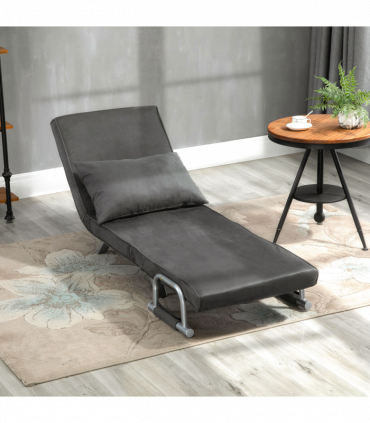 Sofa Bed Foldable Portable Armchair Sleeper Lounge  Pillow Dark Grey