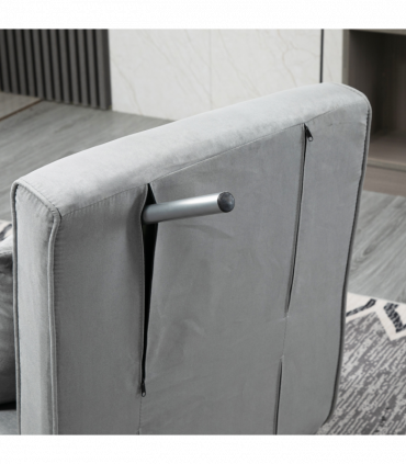 Sofa Bed Foldable Portable Armchair Sleeper Lounge  Pillow Light Grey