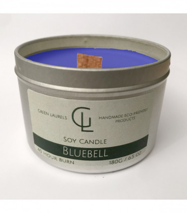Soy Wax container candle with wooden wick Bluebell scent