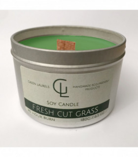 Soy Wax container candle with wooden wick Fresh Cut Grass scent