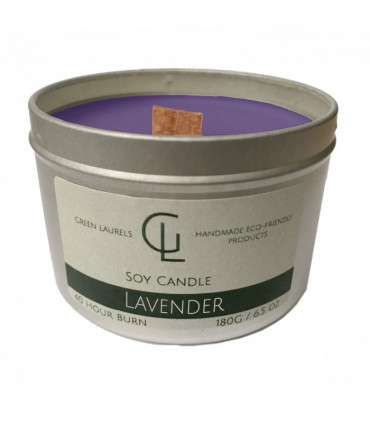 Soy Wax container candle with wooden wick Lavender scent