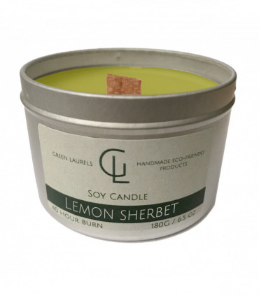 Soy Wax container candle with wooden wick Lemon Sherbet scent
