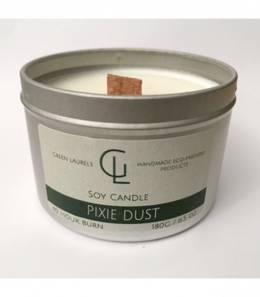 Soy Wax container candle with wooden wick Pixie Dust scent