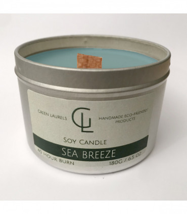 Soy Wax container candle with wooden wick Sea Breeze scent