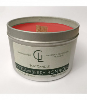 Soy Wax container candle with wooden wick Strawberry Bonbon scent
