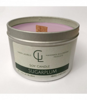 Soy Wax container candle with wooden wick Sugar Plum scent