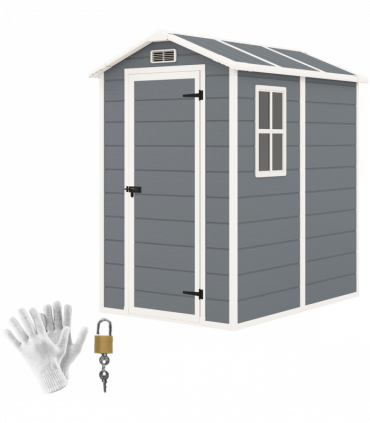 Spacious Grey Tool Shed - Weatherproof & Secure Outdoor Storage