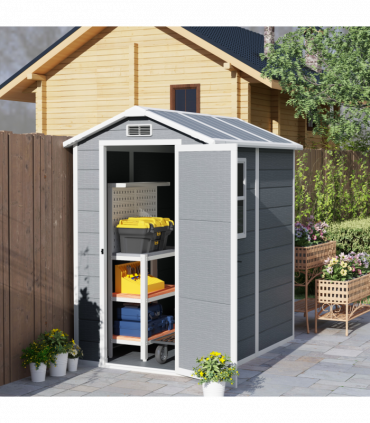 Spacious Grey Tool Shed - Weatherproof & Secure Outdoor Storage