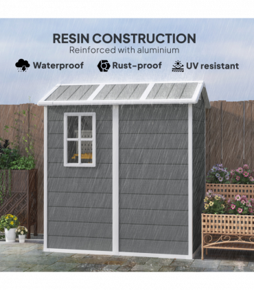 Spacious Grey Tool Shed - Weatherproof & Secure Outdoor Storage