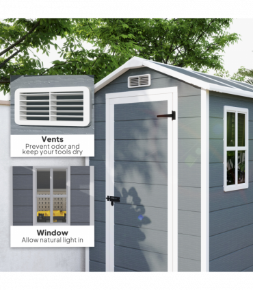 Spacious Grey Tool Shed - Weatherproof & Secure Outdoor Storage