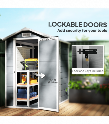 Spacious Grey Tool Shed - Weatherproof & Secure Outdoor Storage