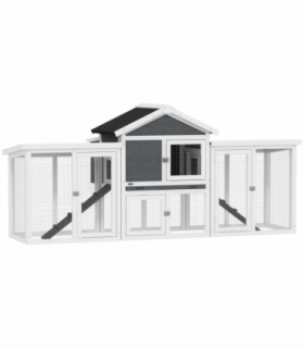 Spacious Grey Wooden Chicken Coop with Outdoor Run | Safe & Secure Housing