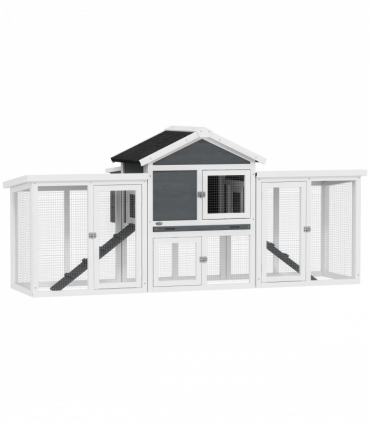 Spacious Grey Wooden Chicken Coop with Outdoor Run | Safe & Secure Housing
