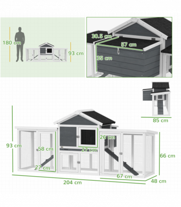 Spacious Grey Wooden Chicken Coop with Outdoor Run | Safe & Secure Housing