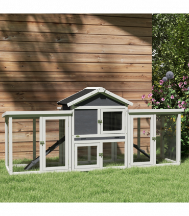 Spacious Grey Wooden Chicken Coop with Outdoor Run | Safe & Secure Housing