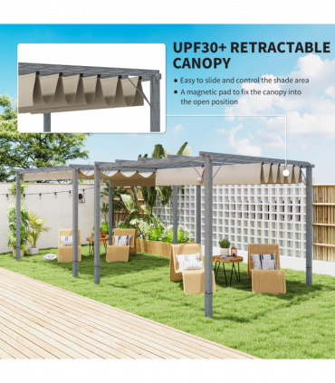 Spacious Outdoor Gazebo with Retractable Canopy for Garden Parties