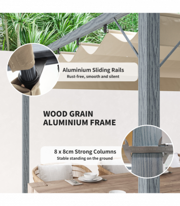 Spacious Outdoor Gazebo with Retractable Canopy for Garden Parties