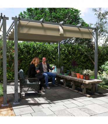Spacious Outdoor Gazebo with Retractable Canopy for Garden Parties