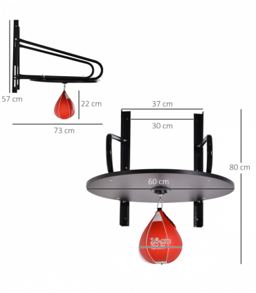 Speed Bag Platform Kit Wall-mounted Punching Ball Hanging Platform Set HOMCOM
