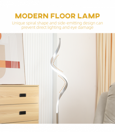 Spiral Floor Lamp for Living Room with 3 Adjustable Brightness, Silver HOMCOM