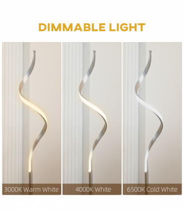 Spiral Floor Lamp for Living Room with 3 Adjustable Brightness, Silver HOMCOM